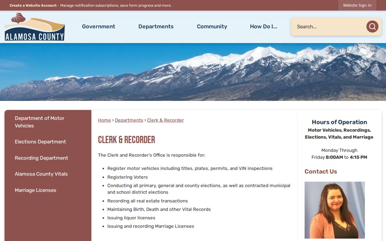 Alamosa County Clerk of Court and Clerk and Recorder records distinction