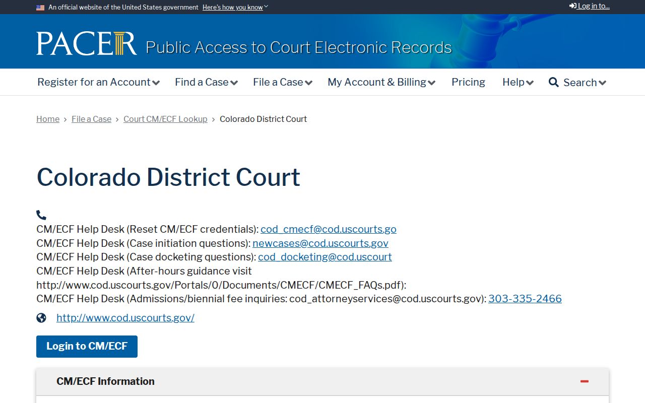 Alamosa County District Court records and PACER federal district lookup