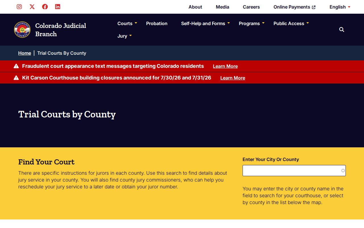 Alamosa County court records Colorado trial court structure