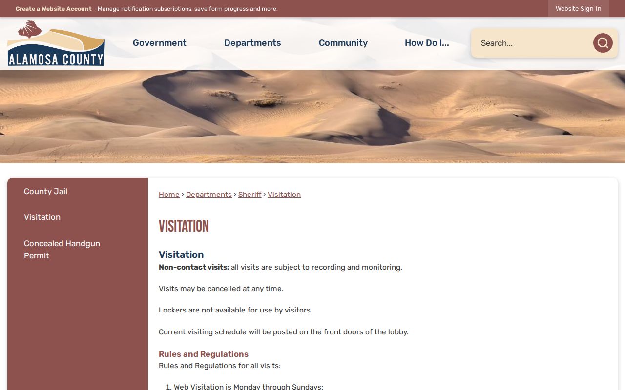 Alamosa County inmate search jail visitation source