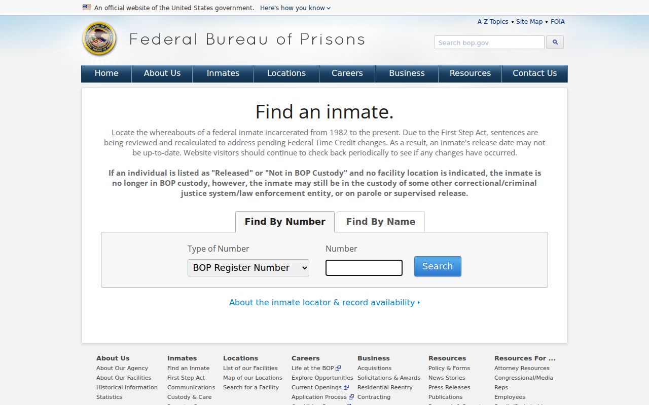 Alamosa County inmate search Federal Bureau of Prisons locator source