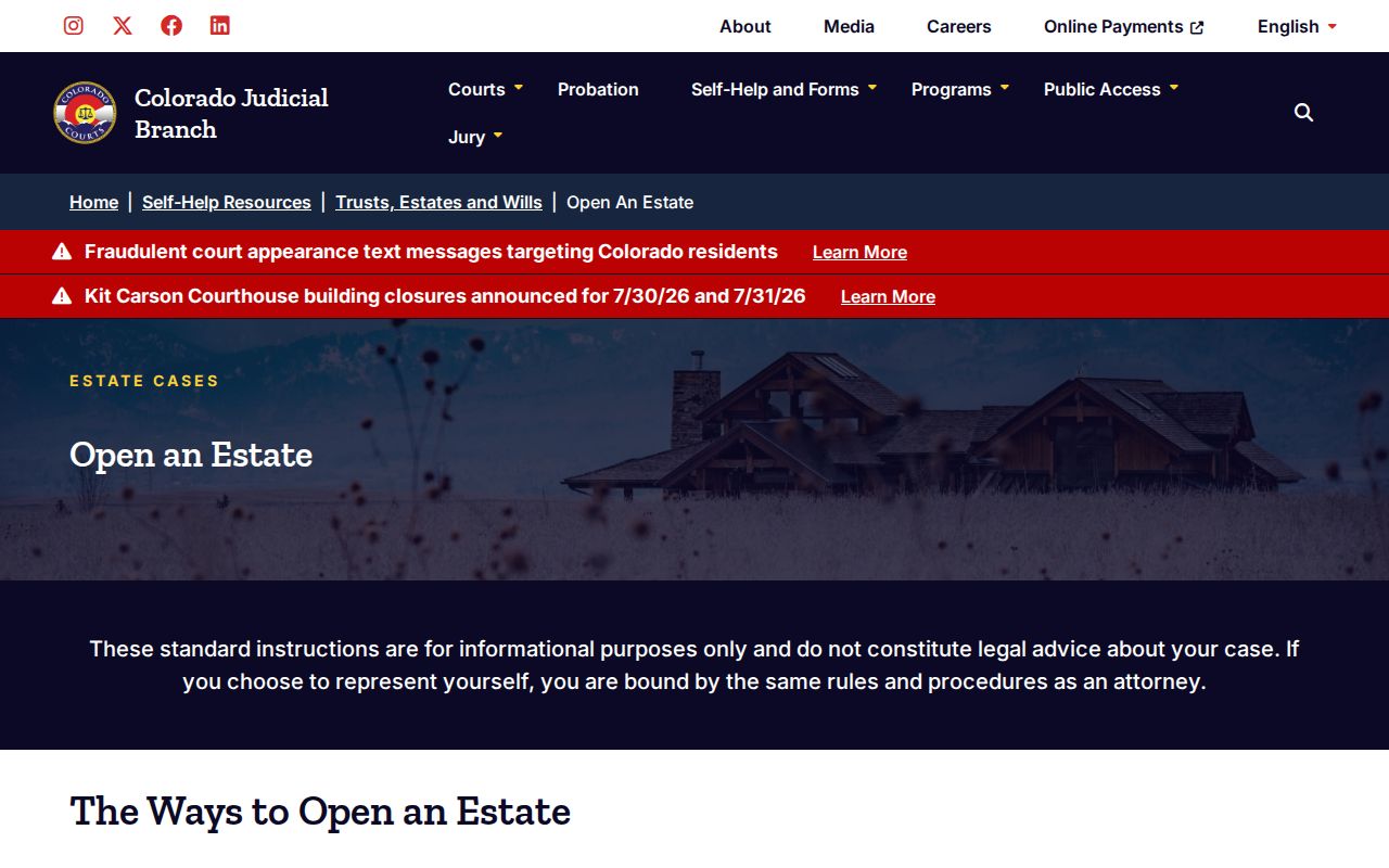 Alamosa County probate records estate opening guidance
